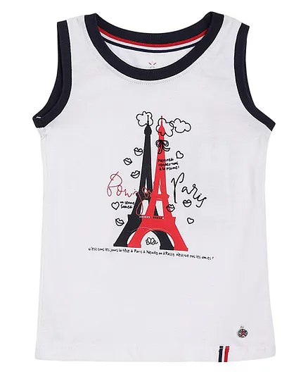 Elle Kids Sleeveless Twin Tower Printed Top - White