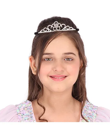 Cutecumber Studded Crown Design Hair Band - Silver & Black