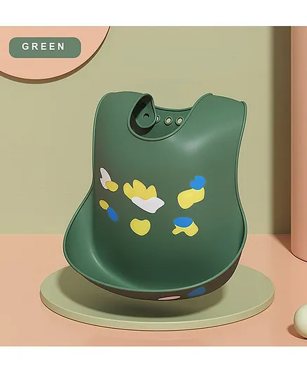 StarAndDaisy Silicone Waterproof Bibs with Crumb Catcher - Green