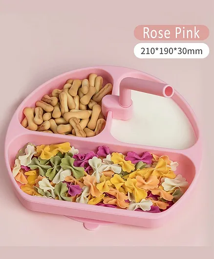 StarAndDaisy 3 Compartment Silicone Feeding Plates with Suction - Pink