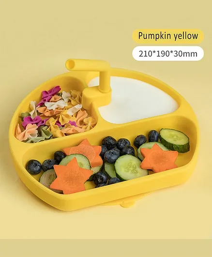 StarAndDaisy 3 Compartment Silicone Feeding Plates with Suction - Yellow