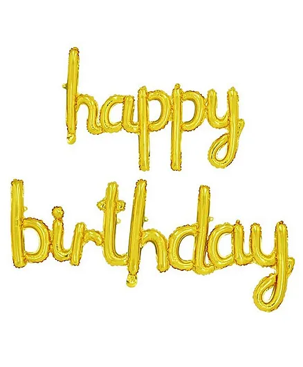 Party Anthem Cursive Letter Happy Birthday Foil Balloon - Golden