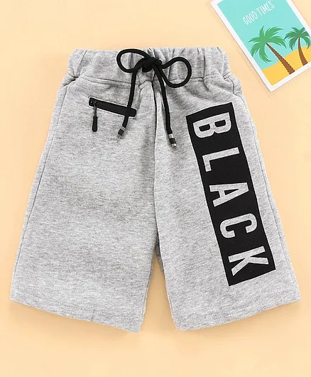 Rikidoos Text Print Shorts - Grey