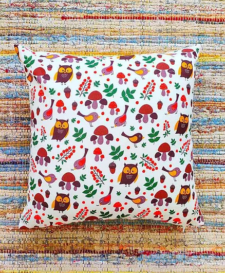 Rockfort Creations Square Owl Print Cushion Cover - Multicolor