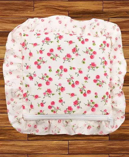 Mittenbooty Square Shaped Mustard Pillow Floral Print - Pink