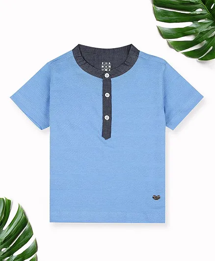 Ed-a-Mamma Half Sleeves Solid Colour Tee - Blue