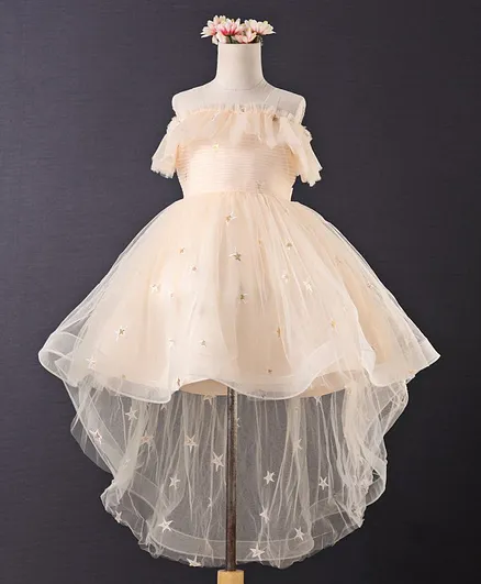 Mark & Mia Off Shoulder High Low Party Frock - Off White