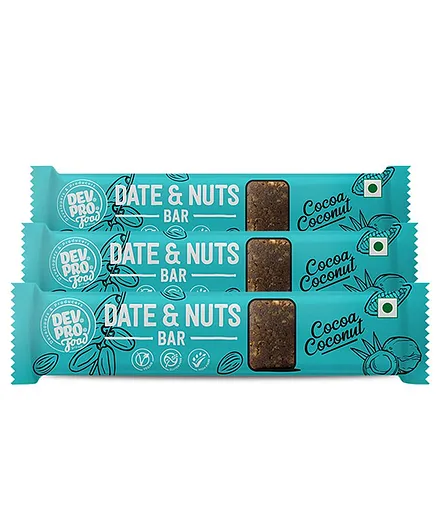 Dev. Pro. Date & Nuts Bar Cocos Cocoa Pack of 3 - 30 gm Each