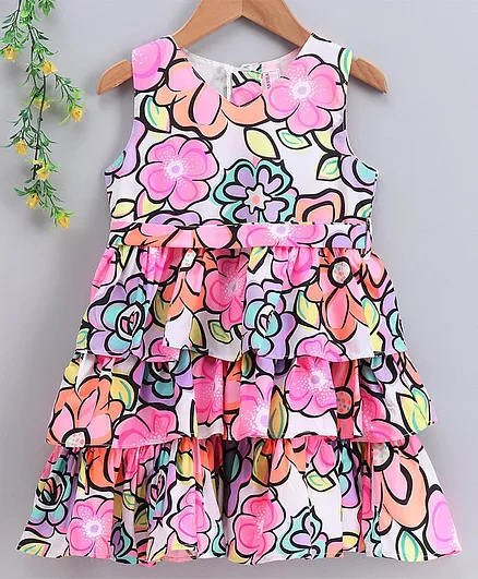 Rassha Sleeveless Floral Print Dress - Multi Colour