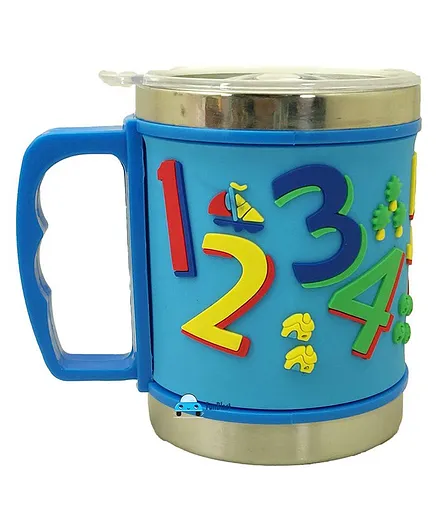 FunBlast Stainless Steel Mug With Lid Blue - 350 ml