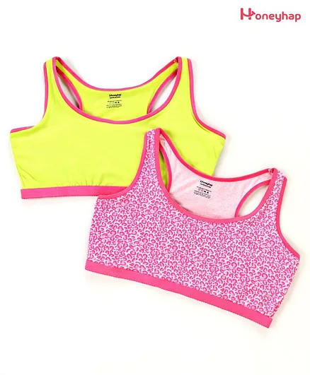 Honeyhap Singlet Sleeves Bralette with Silvadur Antimicrobial Finish Pack of 2 - Pink
