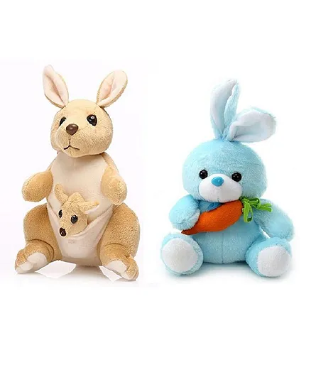 Frantic Kangaroo and Rabbit Soft Toy Pack of 2 - Height 25 cm