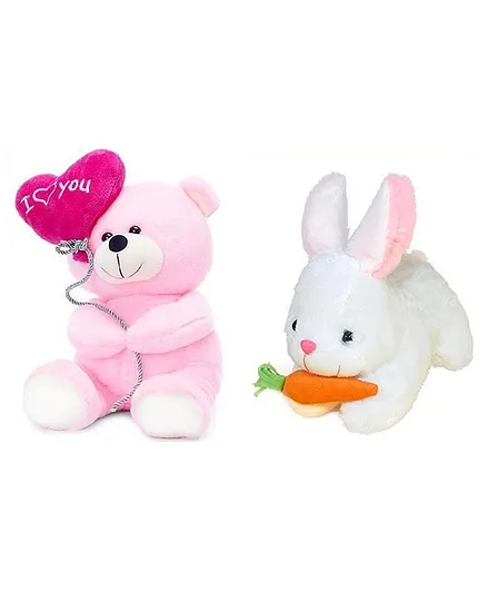 Frantic Teddy and Bunny Soft Toy Pack of 2 - 25 cm each