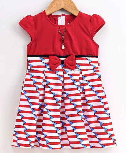 Twetoons Short Sleeves Printed Frock - Red