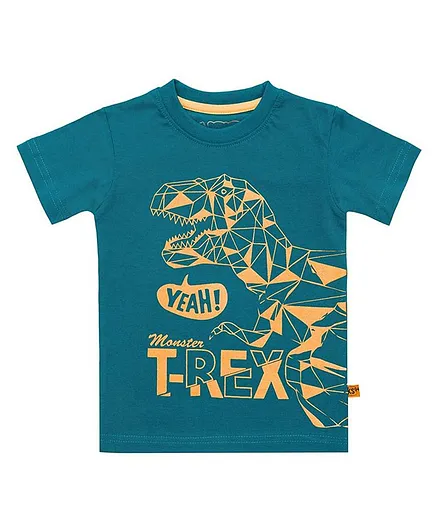 Kid Studio Half Sleeves Dinosaur Printed Tee - Blue