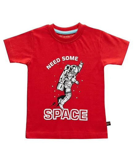 Kid Studio Half Sleeves Space Print Tee - Red