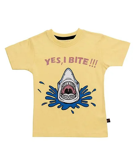 Kid Studio Half Sleeves Shark Print Tee - Yellow