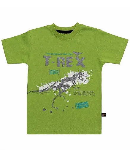 Kid Studio Half Sleeves T Rex Print Tee - Green