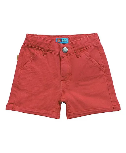 Kid Studio Solid Stretchable Shorts - Red