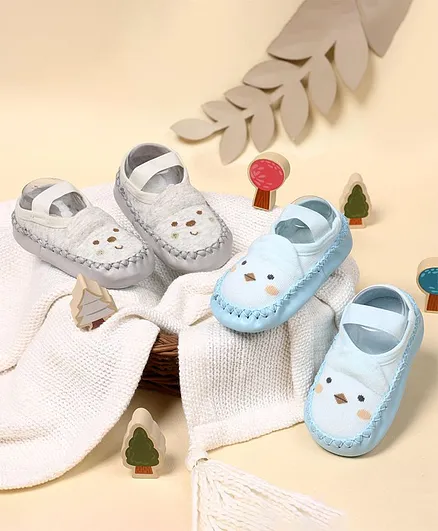 Kicks & Crawl Pack Of 2 Face Design Booties - Blue