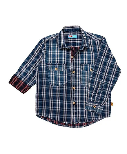 Kid Studio Full Sleeves Checked Shirt - Blue