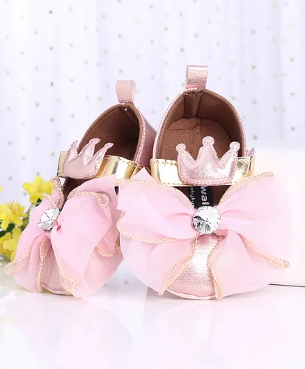 Cute walk by Babyhug Booties Bow Applique - Pink