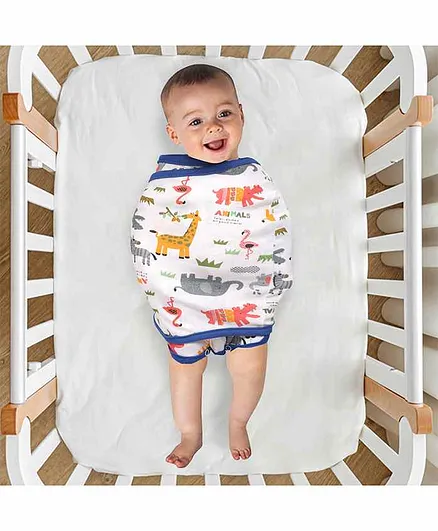 Baby Moo Animal Family Ready Swaddle - Blue