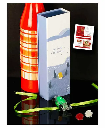 Passion Petals Light Style Rakhi & Pencil Box With Rakshabandhan Card - Green