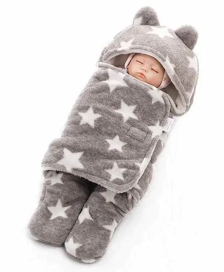 Brandonn Hooded Wearable Blanket Star Print - Grey