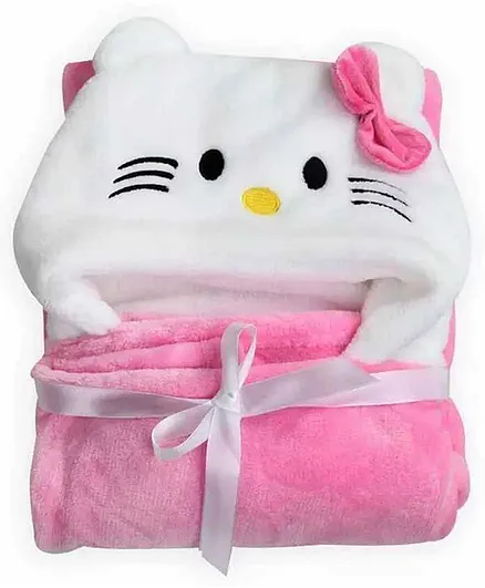 Brandonn Hooded Baby Blanket cum Wrapper - Pink White