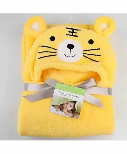 Brandonn Hooded Baby Blanket Kitty Design - Yellow