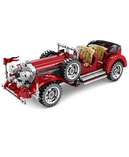 Yamana Vintage Mercedes Benz Pull Back Car Blocks Set Red - 617 Pieces