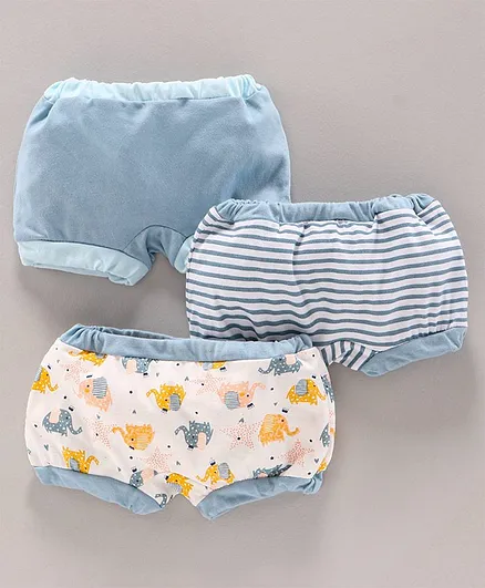 OHMS Cotton Bloomers Printed Pack of 3 - Blue