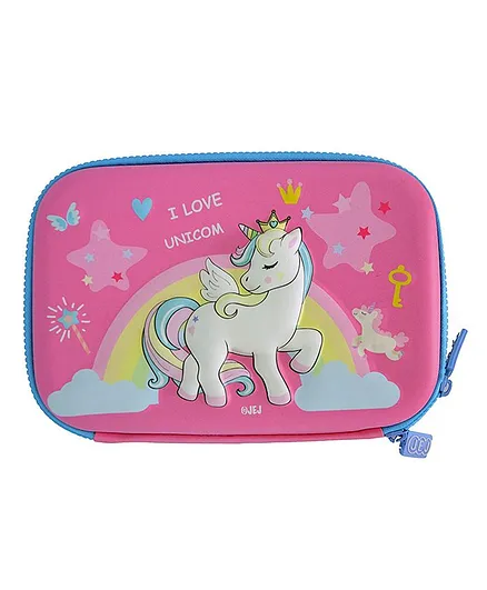 Crackles Pencil Case Organizer Unicorn Print - Pink