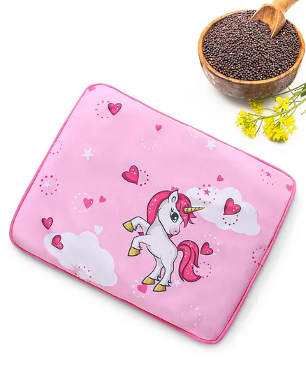 Babyhug Head Shaping Mustard Seeds Rai Pillow Unicorn Print - Pink