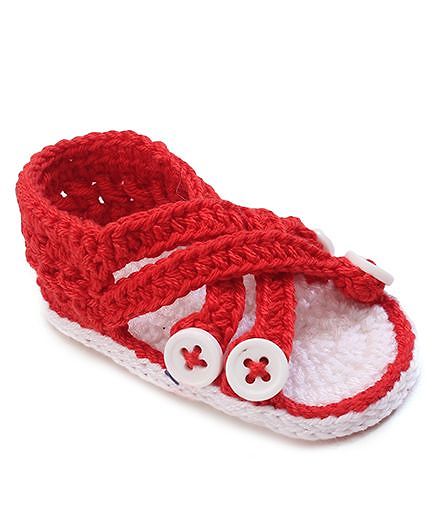 Jefferies Socks Fancy Booties With Buttons - Red