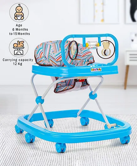 Baby Walker with Toy Tray & Soft Cushion Seat - Blue