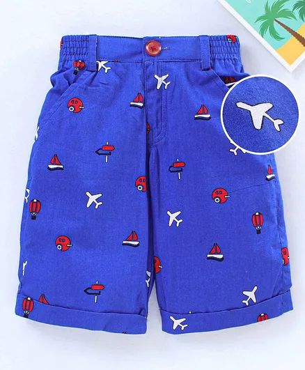 Rikidoos Airplane Print Shorts - Royal Blue