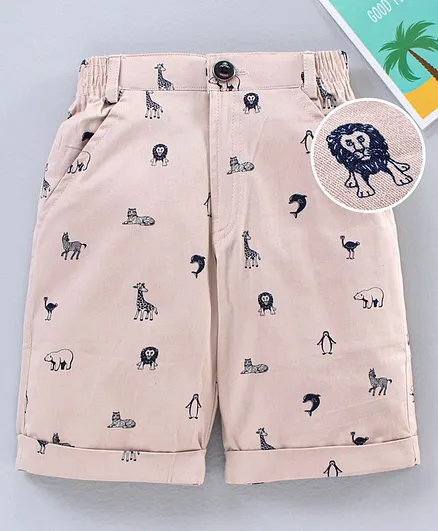 Rikidoos Animals Print Shorts - Beige