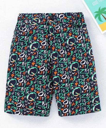 Rikidoos Numbers & Alphabets Print Shorts - Black