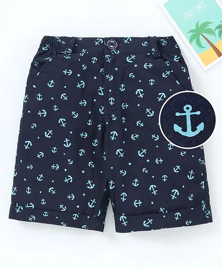 Rikidoos Anchor Print Shorts - Navy Blue