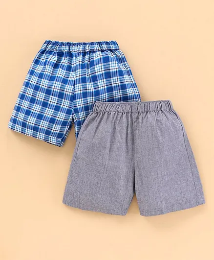 Rikidoos Pack Of 2 Checked Shorts - Blue