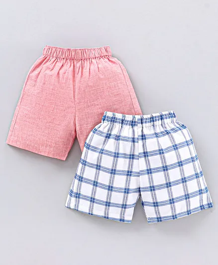 Rikidoos Pack Of 2 Checked Shorts - White Peach