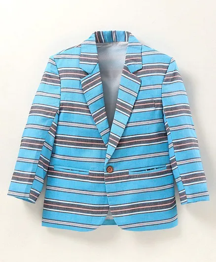 Rikidoos Full Sleeves Striped Blazer - Blue