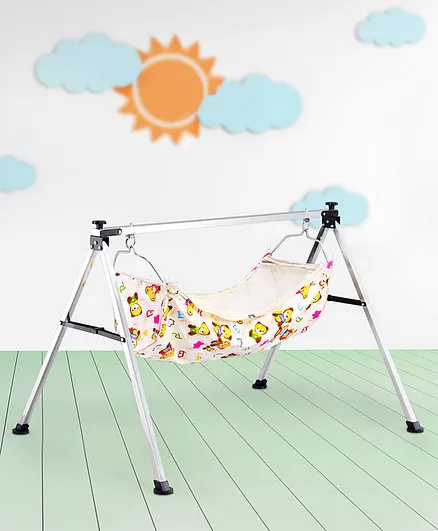 Foldable Cradle With U Shape Hammock - Cream
