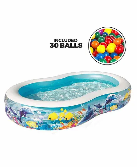 Bestway Inflatable Printed Pool with Balls - Blue