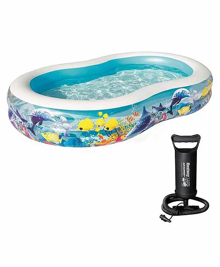 Bestway Inflatable Printed Pool with Air Pump - Blue