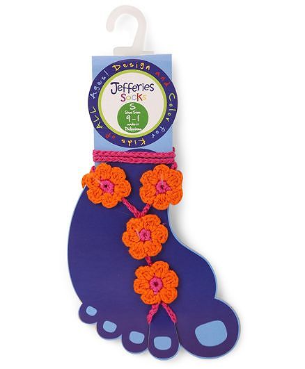 Jefferies Socks Floral Design Barefoot Sandals - Orange