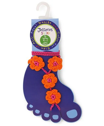 Jefferies Socks Floral Design Barefoot Sandals - Orange