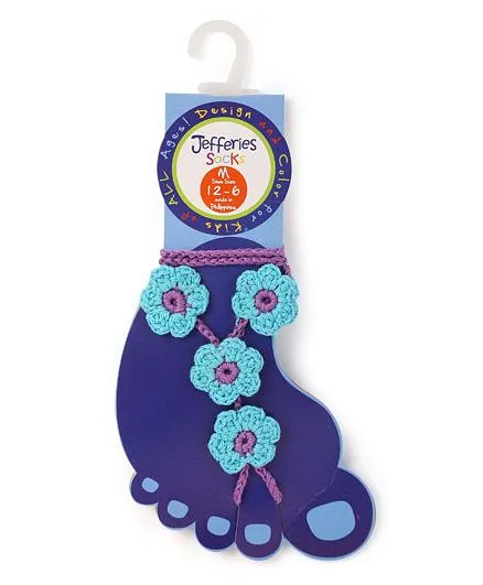 Jefferies Socks Floral Design Barefoot Sandals - Blue